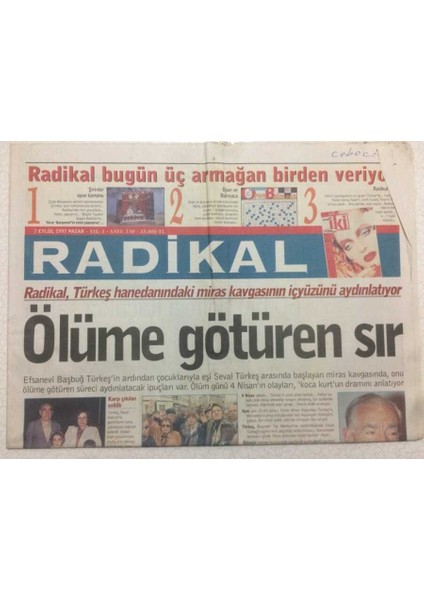 Radikal Gazetesi 7 Eylül 1997 - Türkeş Hanedanındaki Miras Kavgasının Iç Yüzü GZ47169