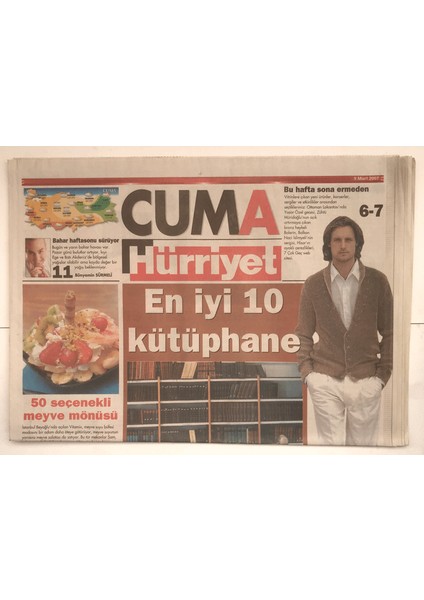 Hürriyet Cuma Gazetesi 9 Mart 2007 - Türkiyenin En Iyi 10 Kütüphanesi GZ5173 fiyatları