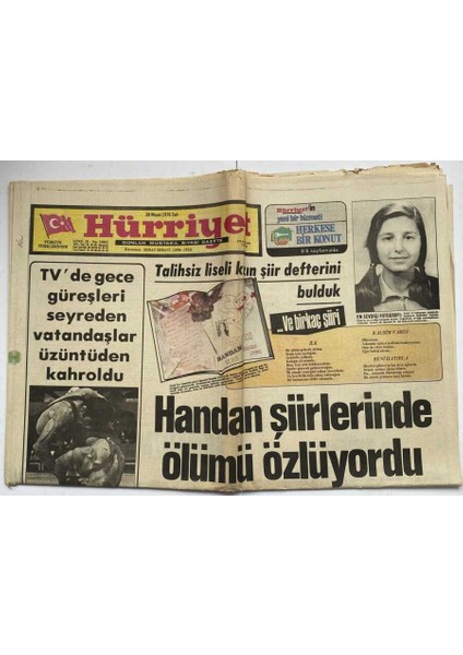 Hürriyet Gazetesi 20 Nisan 1976 - Tvde Gece Güreşleri Seyreden Vatandaşlar Üzüntüden Kahroldu GZ60950