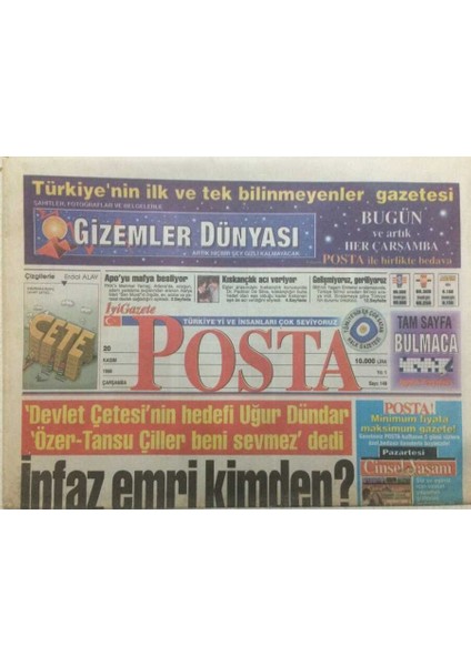 Posta Gazetesi 20 Kasım 1996 - Infaz Emri Kimden? GZ38600