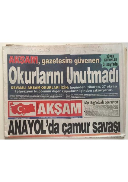 Akşam Gazetesi 13 Haziran 1996 - Camilerde Tehlikeli Oyun GZ6568 fiyatları