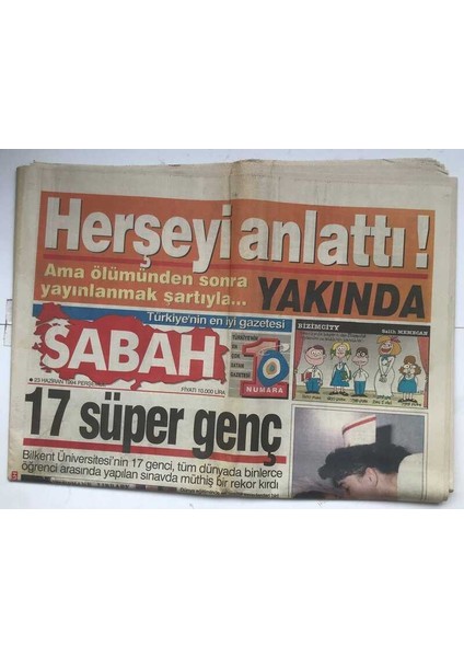 Sabah Gazetesi 23 Haziran 1994 - Marmariste Iki Bomba 9 Yaralı GZ7117