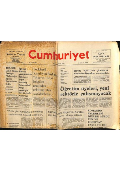 Cumhuriyet Gazetesi 29 Aralık 1976 - Hint Gemisinin Batmasına Yolaçan Sovyet Şilebi Seferden Alakondu GZ70045