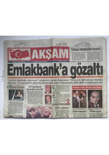 Akşam Gazetesi 18 Nisan 1996 - Barzaniden Mite Elçi GZ7103