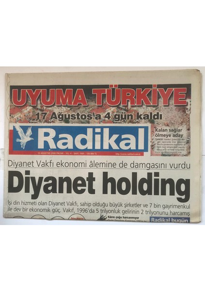 Radikal Gazetesi 13 Ağustos 2000 - Uyuma Türkiye GZ5467