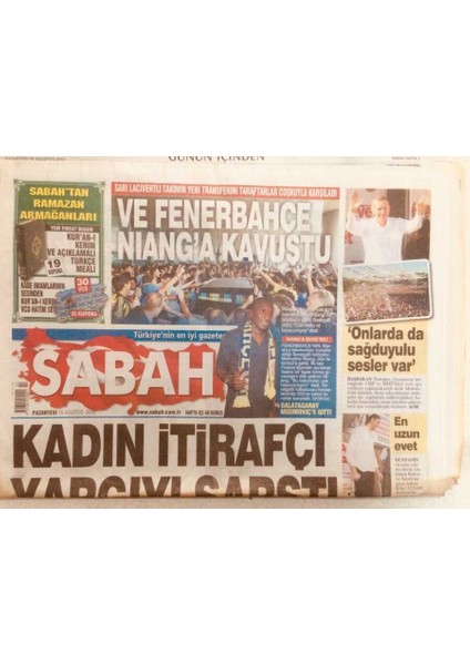 Sabah Gazetesi 16 Ağustos 2010 - Kadın Itirafçı Yargıyı Sarstı GZ40253