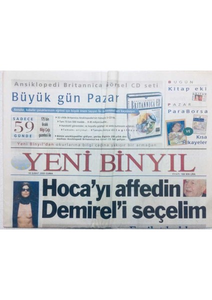 Yeni Binyıl Gazetesi 18 Şubat 2000 - Hocayı Affedin Demireli Seçelim GZ41599