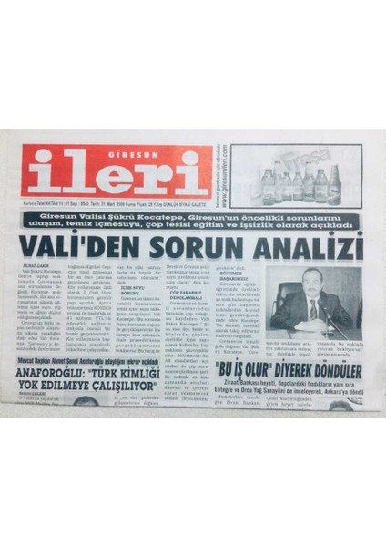Giresun Ileri Gazetesi 31 Mart 2006 - Validen Sorun Analizi GZ41469