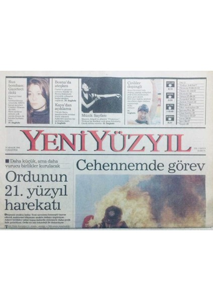 Yeni Yüzyıl Gazetesi 24 Aralık 1994 - Cehennemde Görev, Ordunun 21. Yüzyıl Harekatı GZ43233