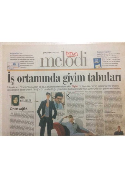 Sabah Gazetesi Melodi Eki 8 Ekim 1997 - Iş Ortamında Giyim Tabuları GZ38521