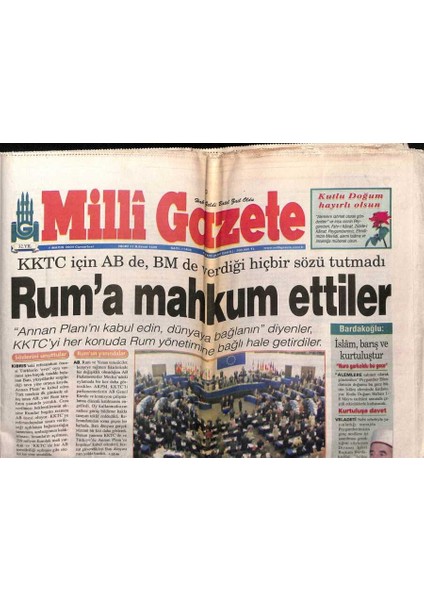Milli Gazete 1 Mayıs 2004 - Kktc Için Ab ve Bm Verdiği Hiç Bir Sözü Tutmadı GZ55652