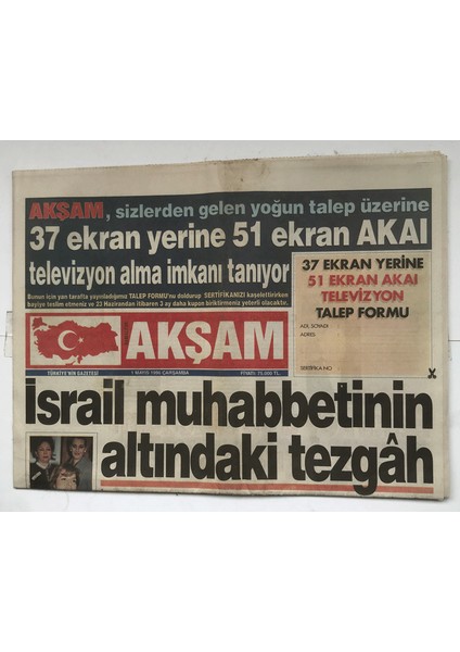 Akşam Gazetesi 1 Mayıs 1996 - Metreslerin Bayram Intikamı GZ5698