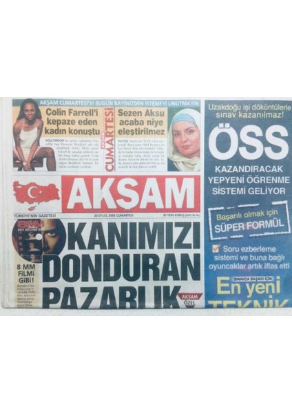 Akşam Gazetesi 30 Eylül 2006 - Kanımızı Donduran Pazarlık GZ43089