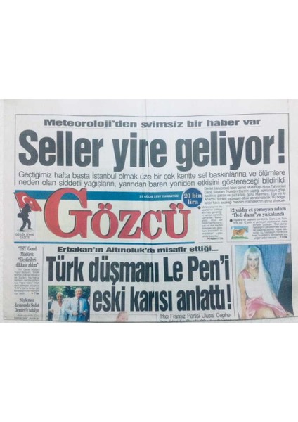 Gözcü Gazetesi 23 Ağustos 1997 - Emine Bolverdi Soyadını Ün Olarak Değiştirdi GZ43149 fiyatları