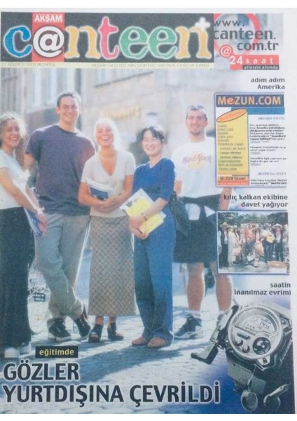 Akşam Gazetesi Canteen Eki 21 Ağustos 2000 - Gözler Yurtdışına Çevrildi GZ41001