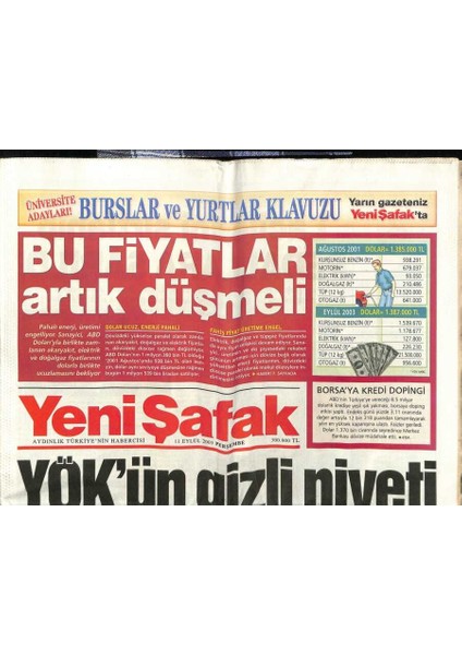 Yeni Şafak Gazetesi 11 Eylül 2003 - Yökün Gizli Niyeti GZ61407
