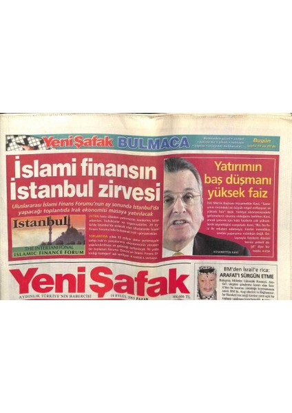 Yeni Şafak Gazetesi 14 Eylül 2003 - Yıldız Teknik Üniv. Rektörü Arazide 4 Milyar Kazandı GZ61405