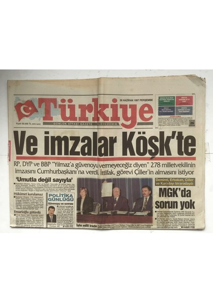 Türkiye Gazetesi 26 Haziran 1997 - Otobanda Dehşet 5 Ölü , 56 Yaralı GZ5751 fiyatları
