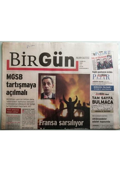Birgün Gazetesi 6 Kasım 2005 Zirvenin Yalnız Adamı Bush - Azerbaycanda Kritik Seçim - GZ44229