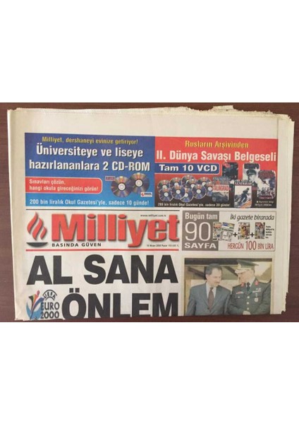 Milliyet Gazetesi 16 Nisan 2000 - Türkler Uefa Ya Meydan Okuyor GZ6930
