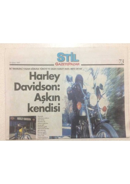 Gazete Pazar Gazetesi Stil Eki 23 Şubat 1997 - Harley Davidsonaşkın Kendisi GZ50442