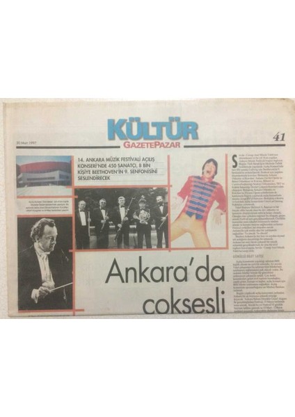 Gazete Pazar Gazetesi Kültür Eki 30 Mart 1997 - Ankarada Çok Sesli Müzik Eylemi GZ50449