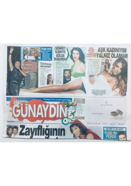 Sabah Gazetesi Günaydın Eki 28 Şubat 2009 - Simge,aşk Kadınıyım Yalnız Olamam GZ42826