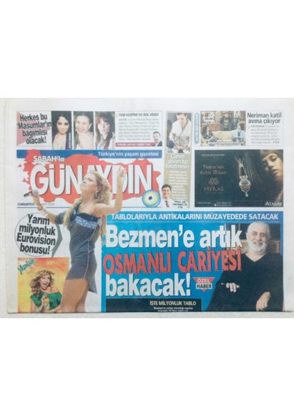 Sabah Gazetesi Günaydın Eki 14 Mart 2009 - Halil Bezmene Artık Osmanlı Cariyesi Bakacak GZ42831