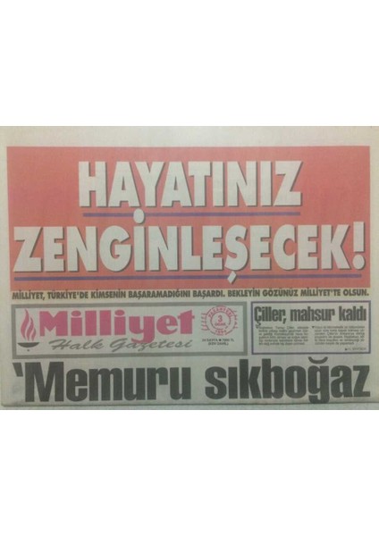 Milliyet Gazetesi 3 Ocak 1994 - Demirel Memuru Sıkboğaz Etmeyin GZ34940