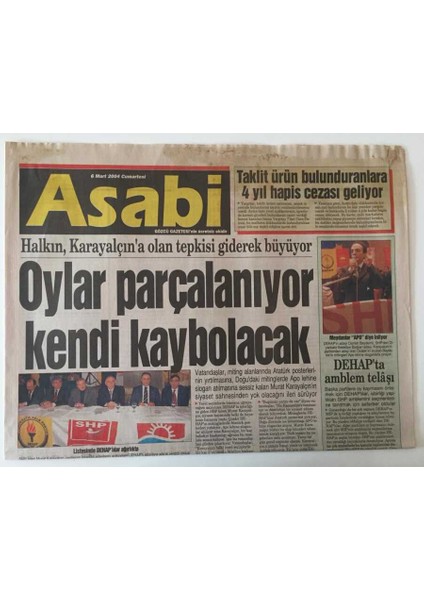 Gözcü Gazetesi Asabi Eki 6 Mart 2004 - Boğazları Allah Koruyor - GZ43920