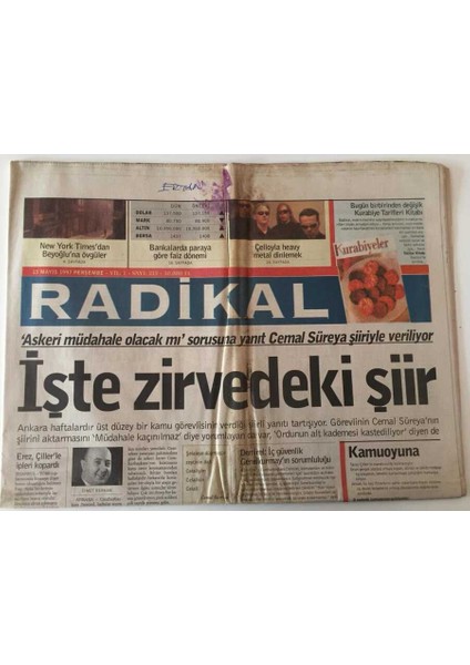 Radikal Gazetesi 15 Mayıs 1997 - Işte Zirvedeki Şiir Cemal Süreya GZ43940