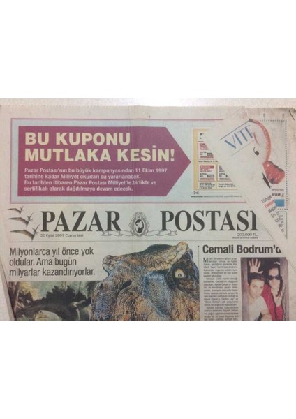 Posta Gazetesi Pazar Eki 20 Eylül 1997 - Cilalı Dinazor Devri GZ34902
