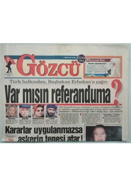 Gözcü Gazetesi 7 Mart 1997 Hülya Avşar Anne Diyecek Kimsesiz Çocuk Arıyor -GZ37877