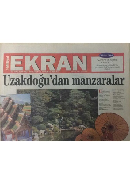 Milliyet Gazetesi Ekran Eki 18 Mart 1995 Levent Kırcadan Yunus Selamı GZ36235