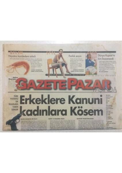 Gazete Pazar Gazetesi 25 Ocak 1998 - Türk Patentli Ilk Silahlara Tarihi Isimler GZ50451