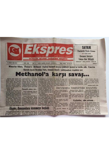 Giresun Exspres Gazetesi 15 Şubat 2000 - Methanola Karşı Savaş ... GZ39192