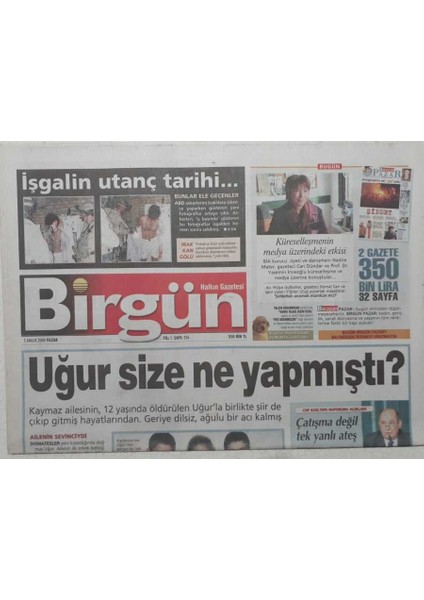 Birgün Gazetesi 5 Aralık 2004 - Işgalin Utanç Tarihi GZ53032