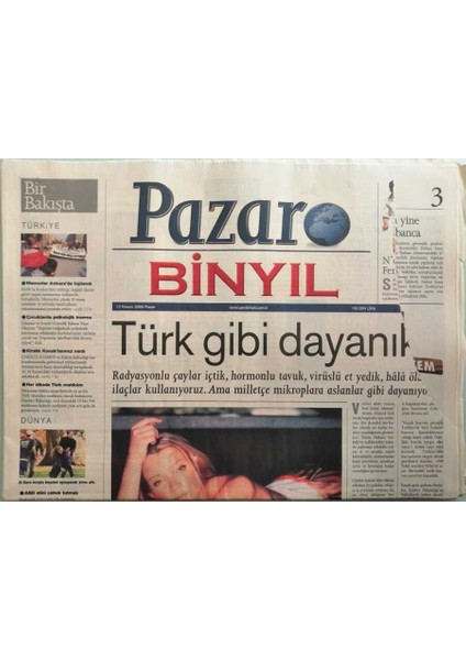 Binyıl Pazar Gazetesi 12 Kasım 2000 -Bosna Hersekte Seçim Rüzgarı - Şimdide Asya Virüsü Alarmı -GZ37950
