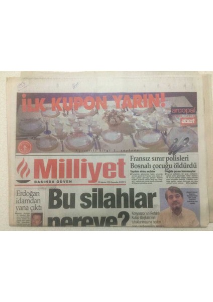 Milliyet Gazetesi 23 Ağustos 1995 - Fenerbahçe Ter Attı 4 - 0 GZ51518