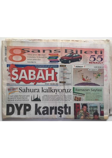 Sabah Gazetesi 30 Aralık 1997 ( Pazar Ekstra Eki Ile ) -Dyp Karştı GZ6480 fiyatları