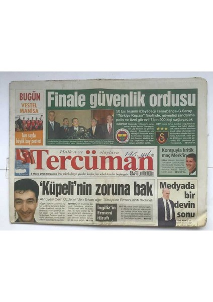 Tercüman Gazetesi 4 Mayıs 2005 - Töre Değil , Dağ Kanunu GZ7156 fiyatları