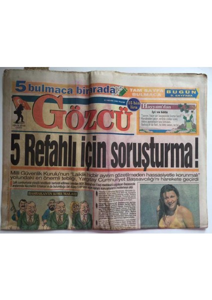 Gözcü Gazetesi 13 Nisan 1997 - 5 Refah Partili Için Soruşturma GZ39012