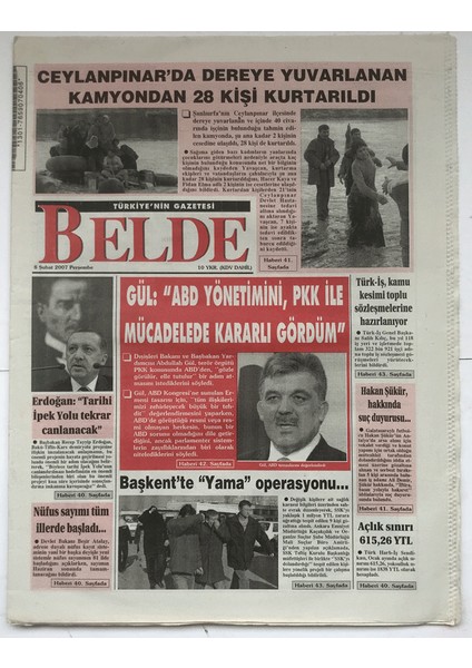 Belde Gazetesi 8 Şubat 2007 - Gül Abd Yönetimini, Pkk Ile Mücadelede Kararlı Gördüm GZ3938