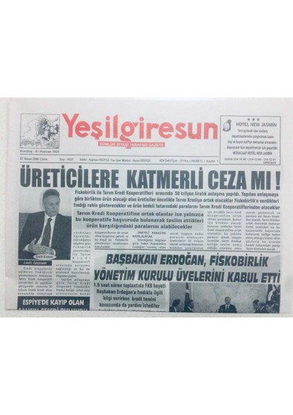 Yeşil Giresun Gazetesi 7 Nisan 2006 - Üreticilere Katmerli Ceza Mı? GZ40794