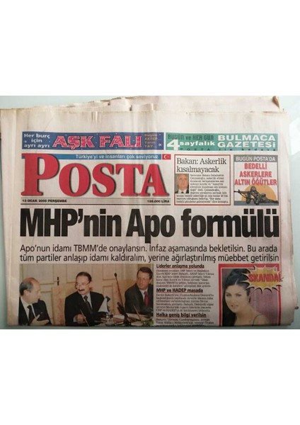Posa Gazetesi 13 Ocak 2000 Sibel Cana 541 Milyara Patlayan Aşk Yalanı -GZ37959