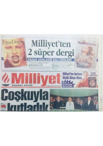 Milliyet Gazetesi 31 Ağustos 1996 - Rpnin Başı Dertte, Pkkdan Tatil Köyü Gibi Kamp GZ42027