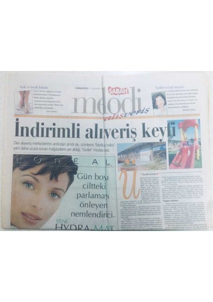 Sabah Gazetesi Melodi Eki 27 Haziran 1998 - Tutumluluk Bir Yaşam Biçimi GZ40537