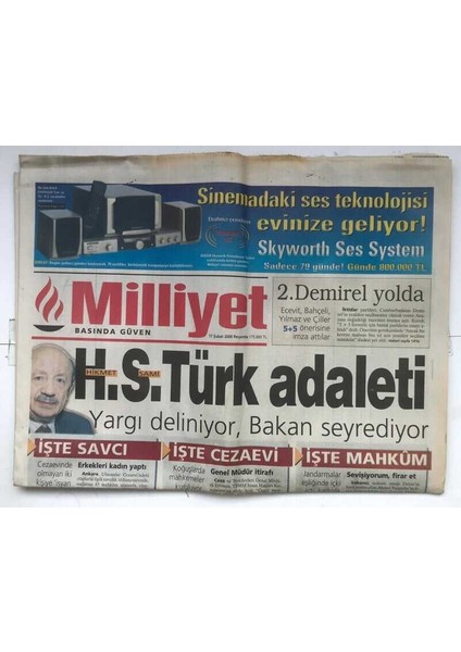 Milliyet Gazetesi 17 Şubat 2000 - Hikmet Sami Türk Adaleti GZ7169