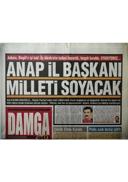 Damga Gazetesi 24 Nisan 2002 Filiz Hanım Dönüyor Paris Sosyetesi Şokta -GZ37392