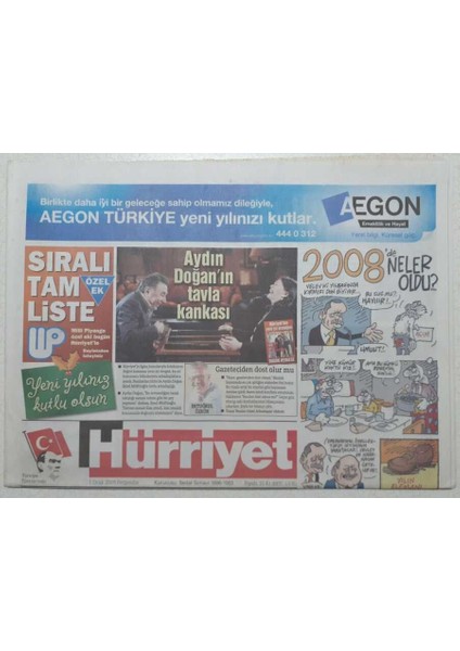 Hürriyet Gazetesi 1 Ocak 2009 - Melih Gökçekin Yüzü Güldü GZ52997